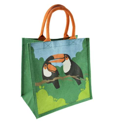 Jute shopping bag, toucan
