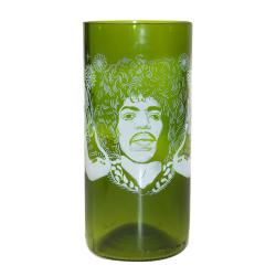 Tumbler made from recycled glass bottle, Jimi Hendrix 15cm