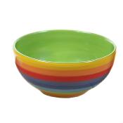 Tapas bowl rainbow horizontal stripes ceramic hand painted 10cm diameter