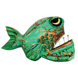 Piranha Hanging with 4 Nail Teeth Albesia Wood 25x2.5x16cm
