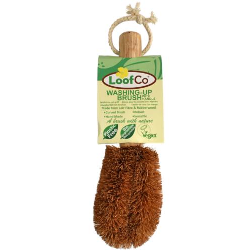 LoofCo washing-up brush w handle coir fibre, biodegradable, eco-friendly