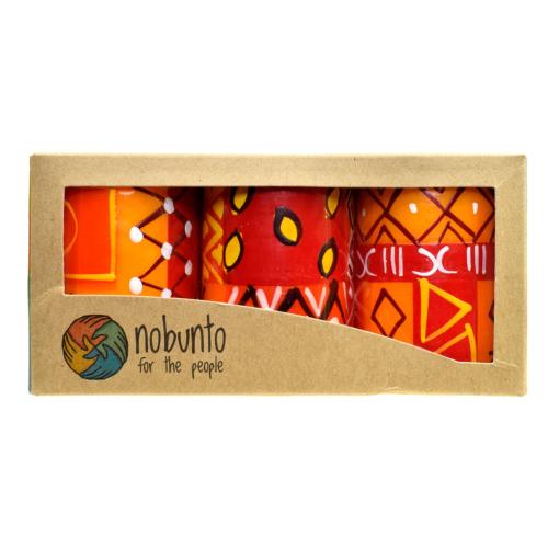3 hand painted candles in gift box, Zahabu