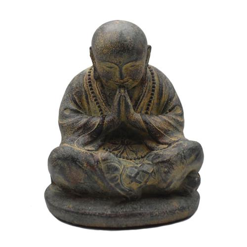 Shaolin Monk Sitting Praying, sandstone 22cm height