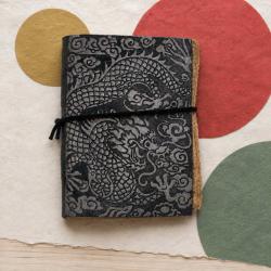 Notebook Leather Bound Dragon 13 x 18cm