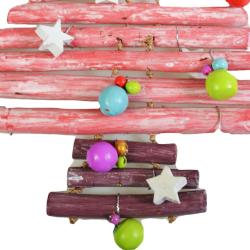Hanging decoration, wooden Christmas tree with decorations, red