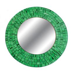 Mirror round with mosaic surround 40cm green