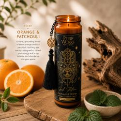 Candle in Glass Jar Esoteric Good Fortune, Patchouli and Orange 300g