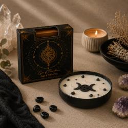 Candle with Gemstone Esoteric Eye of Providence, Sage + White Tea 200g