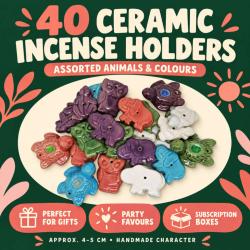 incense holder assorted animals and colours, set of 40
