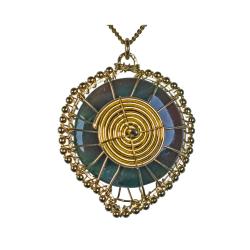 Agate pendant circle, gold colour chain