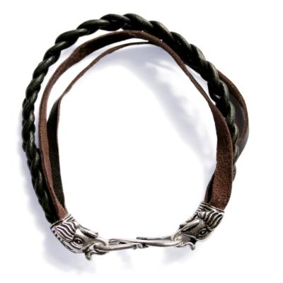 Bracelet, men’s/unisex, 3 bands with metal elephant heads