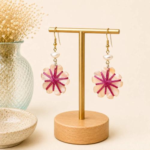 Earrings Flower Pink Cotton