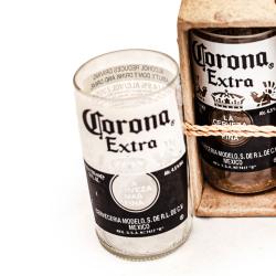 Pack of 2 glass tumblers, recycled Corona bottles, clear