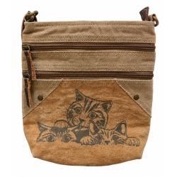 Bag Recycled Tent Canvas - Cats 23x5x25.5cm