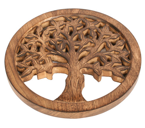 Trivet mango wood tree of life 20cm