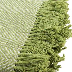 Throw/Bedspread Soft Recycled Cotton Chevron Design Green 150x125cm