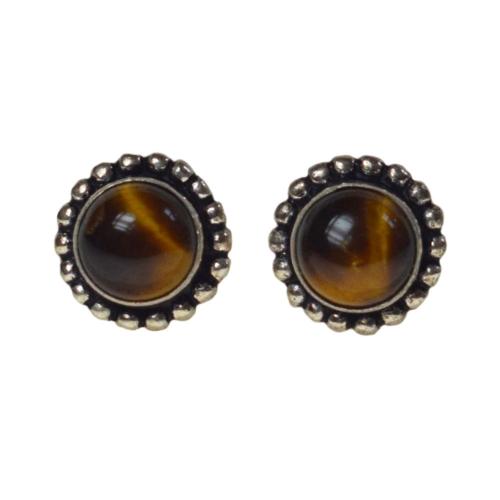 Ear studs with tiger's eye, amber