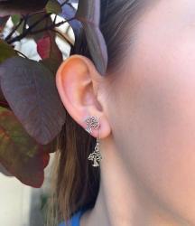 Ear studs, silver colour, Tree of Life