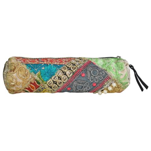 Pencil Case, Recycled Patchwork Saris, assorted colours 20 x 4cm