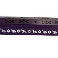 Incense stick and cone smoke box with storage, purple