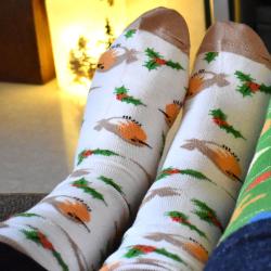 Bamboo Socks Christmas Robins Shoe Size UK 7-11 Mens Fair Trade Eco