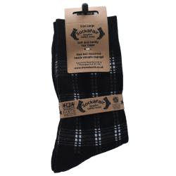 Socks Recycled Cotton / Polyester Squares Black Grey Shoe Size UK 7-11 Mens