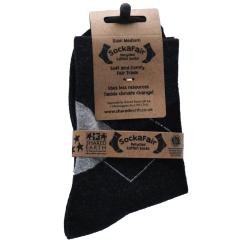 Socks Recycled Cotton / Polyester Argyle Grey Black Shoe Size UK 3-7 Womens