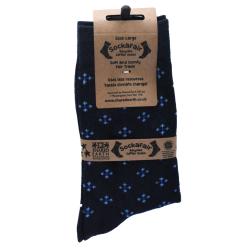 Socks Recycled Cotton / Polyester Blue With Stars Shoe Size UK 7-11 Mens