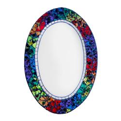 Oval mirror recycled glass mosaic speckled design 20x 30cm