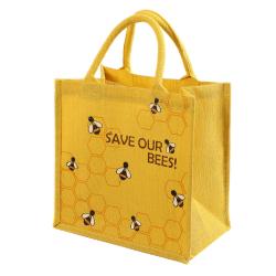 Jute shopping bag yellow Save Our Bees