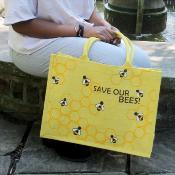 Jute shopping bag, save our bees 32x42x18cm