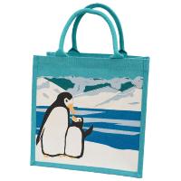 Jute shopping bag, penguin and chick