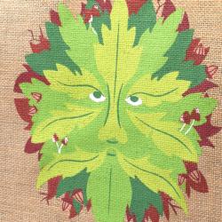 Jute shopping bag, Green Man 30x30cm