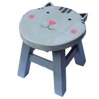 Child's wooden stool, cat