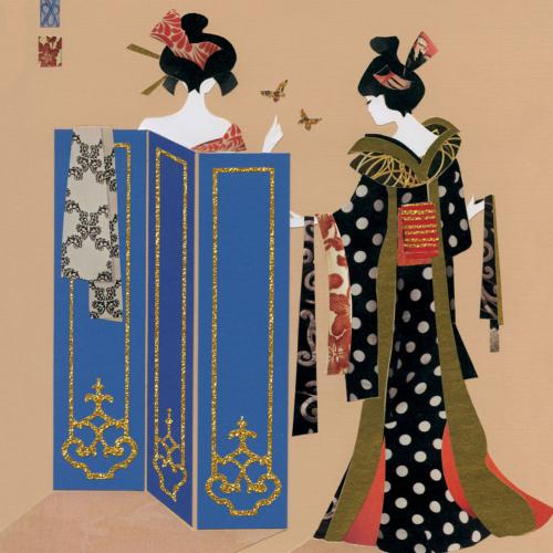 Greetings card "Japanese Ladies" 16x16cm