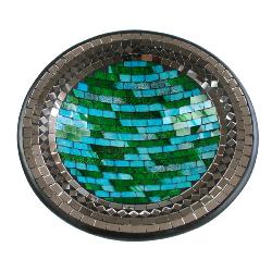 Bowl, mosaic, 30cm turquoise with mirrors