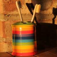 Rainbow ceramic toothbrush holder