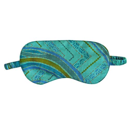 Eye mask recycled silk emerald 19 x 10cm