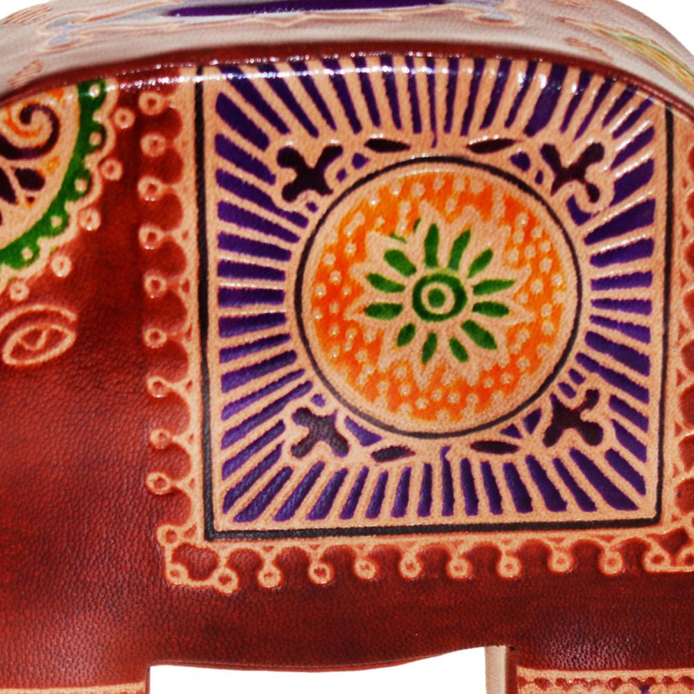 Leather money box elephant brown