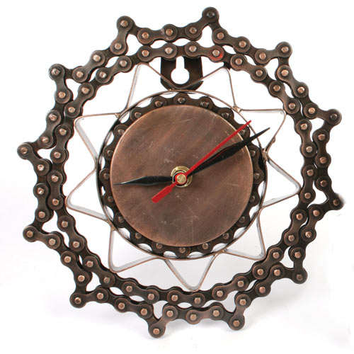 Clock 18cm diam recycled bike chain