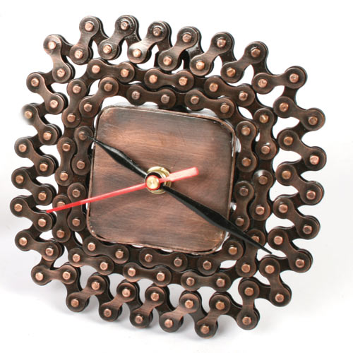 Clock 13x13cm recycled bike chain