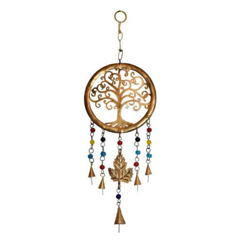 Hanging windchime, Tree of Life, recycled brass 16 x 50cm