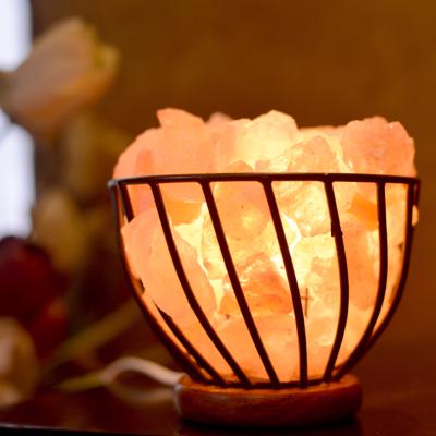 Himalayan salt lamp metal bowl with chips approx 18x18cm **