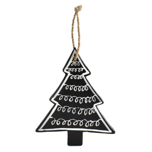 Hanging Decoration, Christmas tree black with white swirls