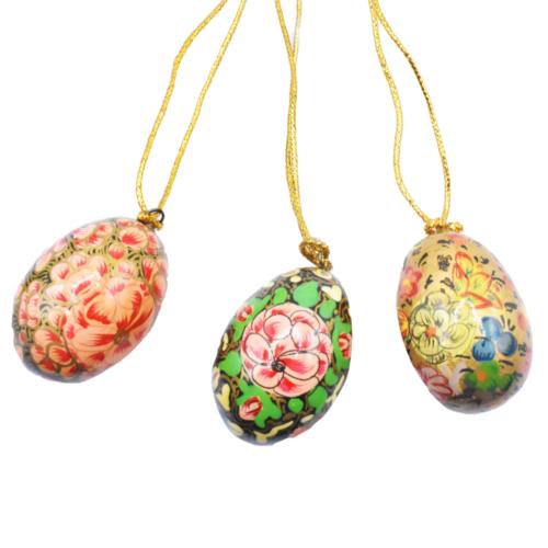 Hanging Egg Decoration Floral Assorted Papier Maché 7cm