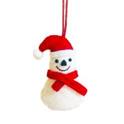 Hanging Decoration Handcrafted Felt Snowman + Hat 3 x 9cm
