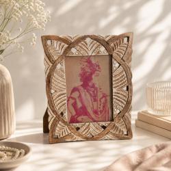 Photo Picture Frame Hand Carved Wood Cutout 5 x 7 inch Photo