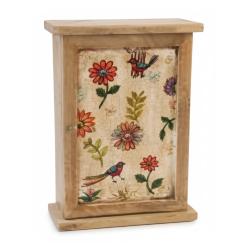 Key Cabinet Hand Painted Wood Storage Chest Floral 20x9x25cm