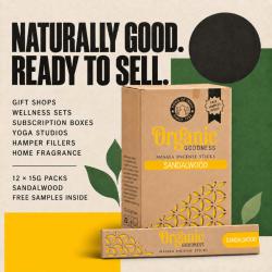 Organic Goodness incense, sandalwood scented, box of 12 packets
