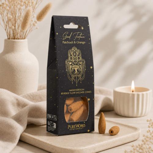 Back-Flow Incense Cones Esoteric Good Fortune, Patchouli and Orange